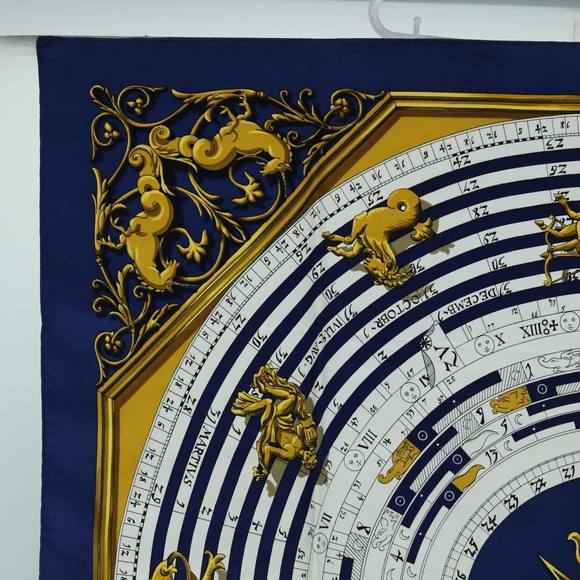 HERMES Carre 90 dies et hore Scarf Silk Blue Auth tb932 - Picture 2 of 13